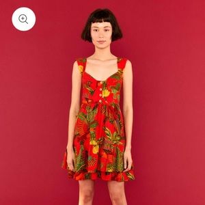 Farm Rio - Red Forest Birds Mini Dress